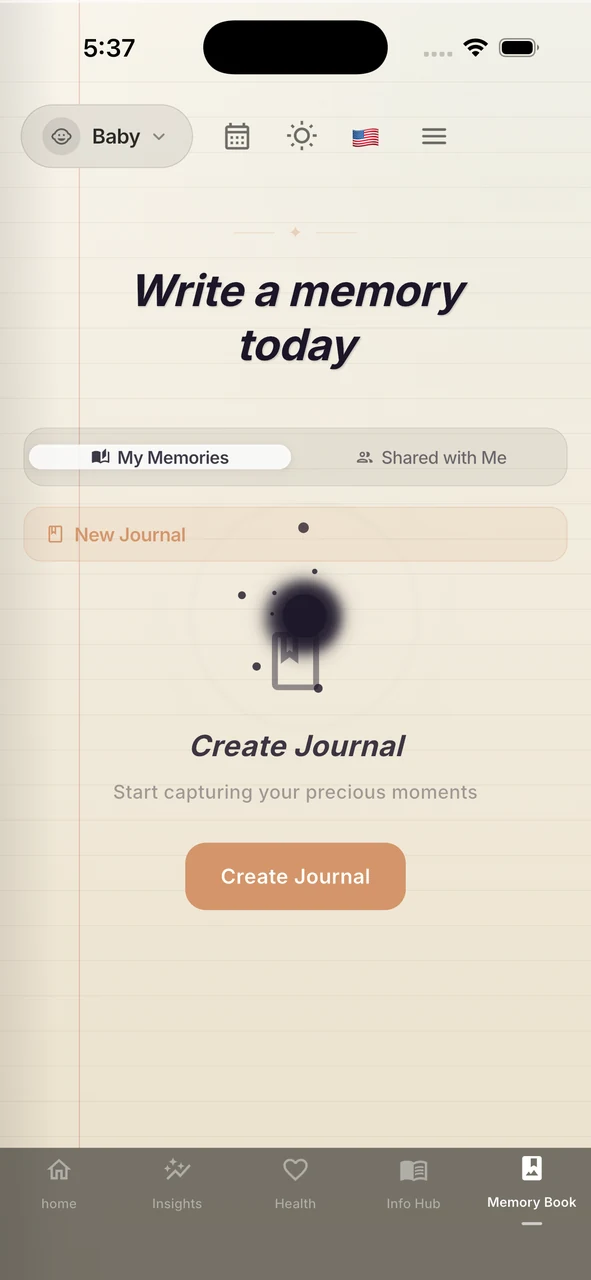 Whispie family memory journal screen