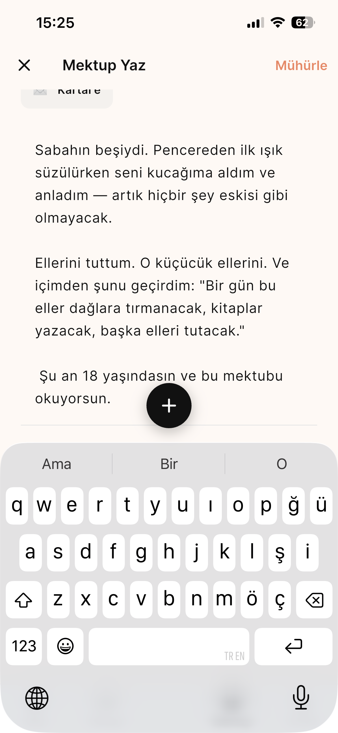 MiloSnap mektup yazma ekranı