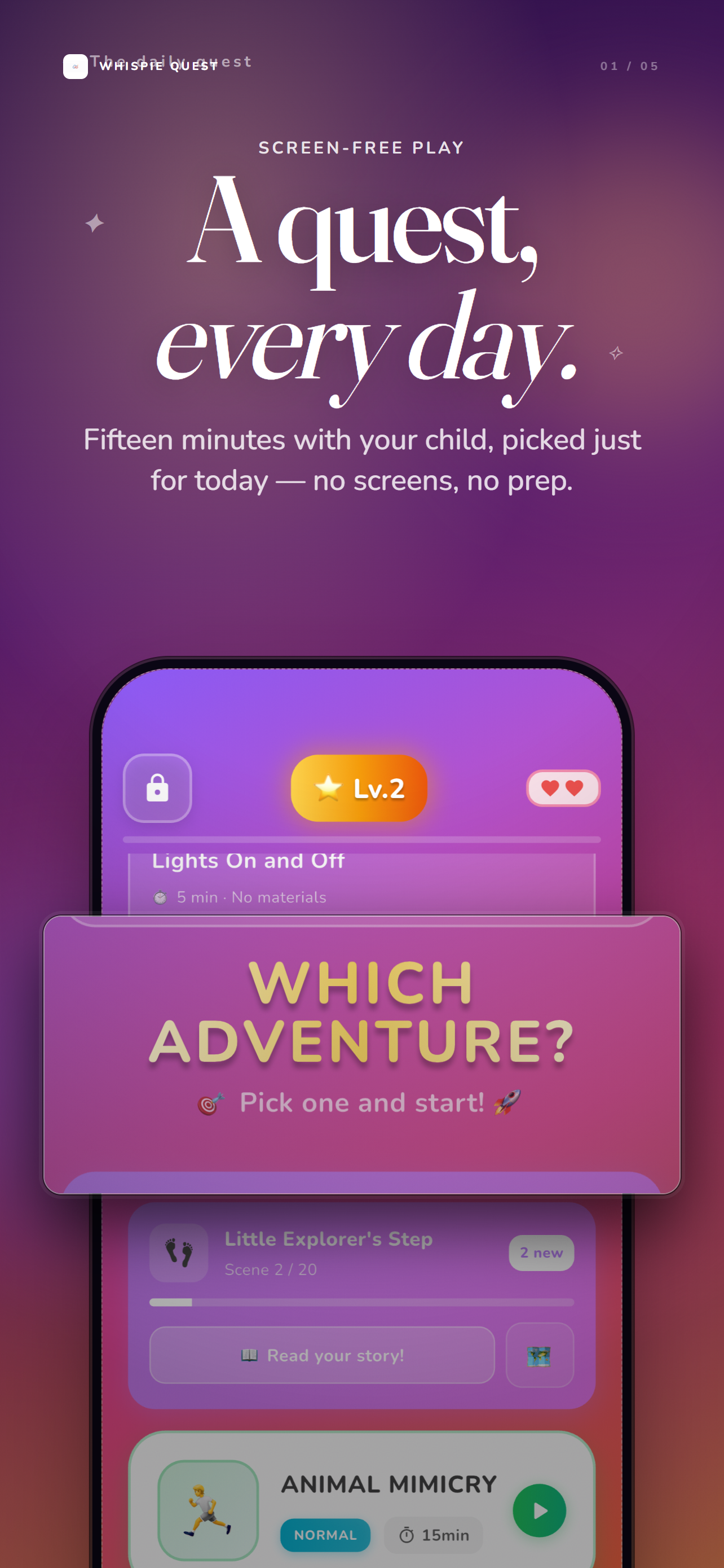 Whispie Quest app screenshot